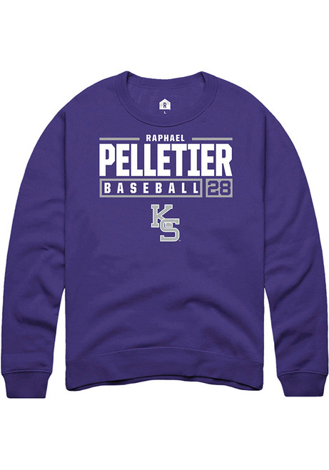 Raphael Pelletier Rally Mens Purple K-State Wildcats NIL Stacked Box Crew Sweatshirt