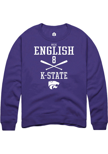 Nick English Rally Mens Purple K-State Wildcats NIL Sport Icon Crew Sweatshirt