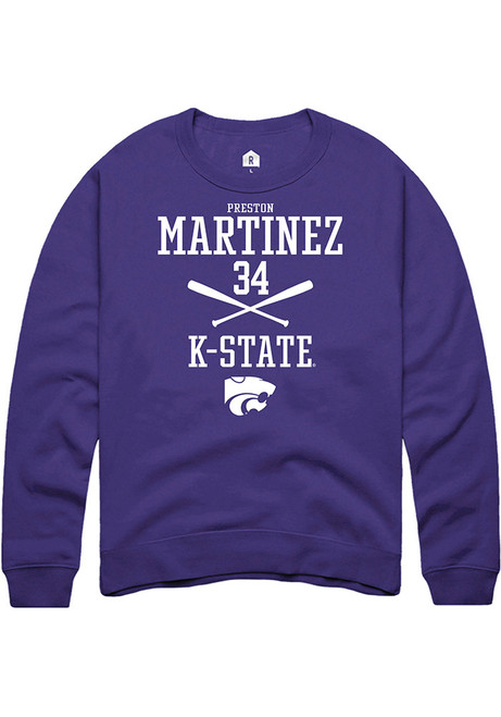 Preston Martinez Rally Mens Purple K-State Wildcats NIL Sport Icon Crew Sweatshirt