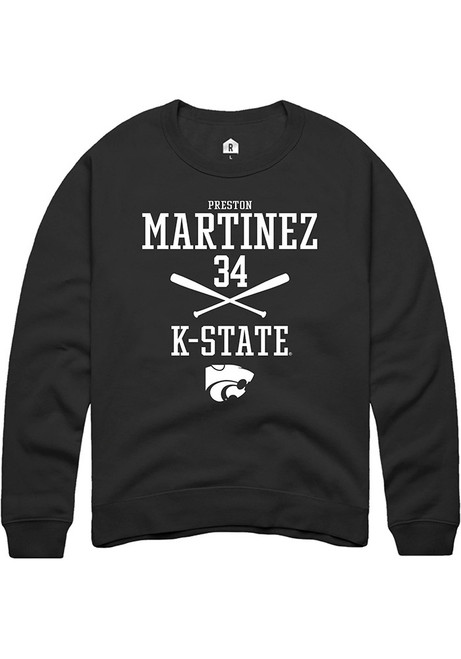 Preston Martinez Rally Mens Black K-State Wildcats NIL Sport Icon Crew Sweatshirt