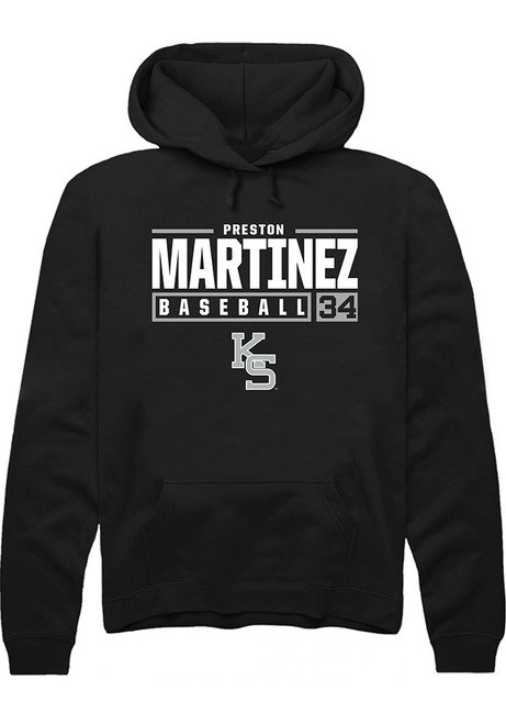 Preston Martinez Rally Mens Black K-State Wildcats NIL Stacked Box Hooded Sweatshirt