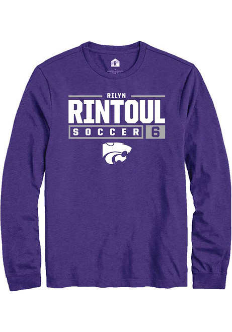 Rilyn Rintoul Rally Mens Purple K-State Wildcats NIL Stacked Box Tee