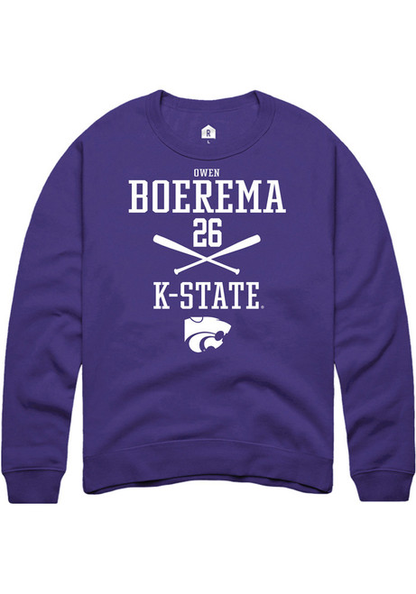 Owen Boerema Rally Mens Purple K-State Wildcats NIL Sport Icon Crew Sweatshirt