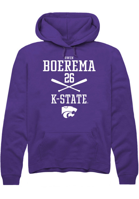 Owen Boerema Rally Mens Purple K-State Wildcats NIL Sport Icon Hooded Sweatshirt