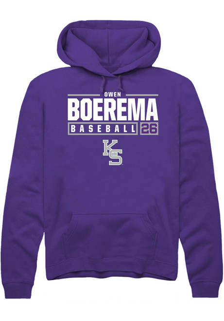 Owen Boerema Rally Mens Purple K-State Wildcats NIL Stacked Box Hooded Sweatshirt