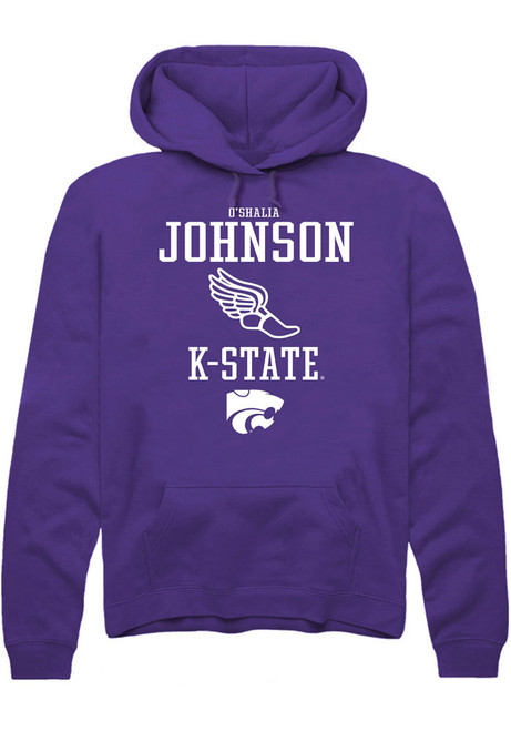 O'shalia Johnson Rally Mens Purple K-State Wildcats NIL Sport Icon Hooded Sweatshirt