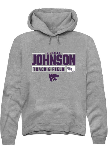 O'shalia Johnson Rally Mens Graphite K-State Wildcats NIL Stacked Box Hooded Sweatshirt