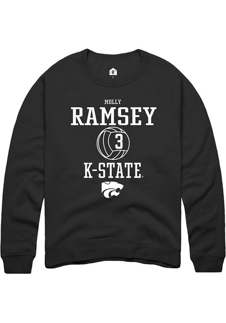Molly Ramsey Rally Mens Black K-State Wildcats NIL Sport Icon Crew Sweatshirt