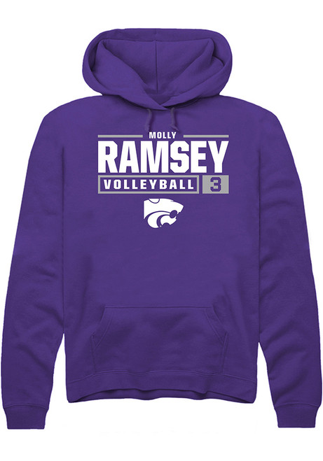 Molly Ramsey Rally Mens Purple K-State Wildcats NIL Stacked Box Hooded Sweatshirt