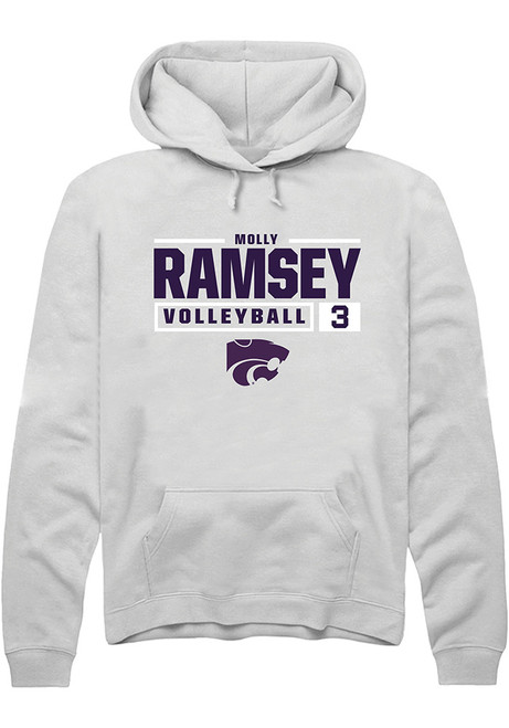Molly Ramsey Rally Mens White K-State Wildcats NIL Stacked Box Hooded Sweatshirt