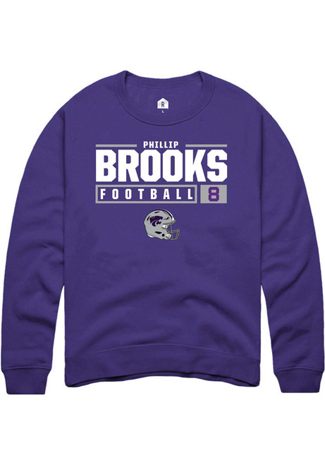 Phillip Brooks Rally Mens Purple K-State Wildcats NIL Stacked Box Crew Sweatshirt