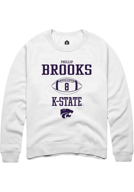 Phillip Brooks Rally Mens White K-State Wildcats NIL Sport Icon Crew Sweatshirt