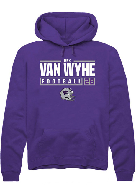 Rex Van Wyhe Rally Mens Purple K-State Wildcats NIL Stacked Box Hooded Sweatshirt