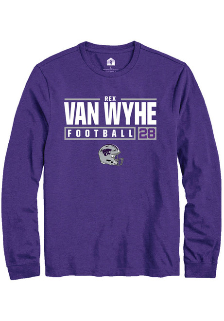 Rex Van Wyhe Rally Mens Purple K-State Wildcats NIL Stacked Box Tee