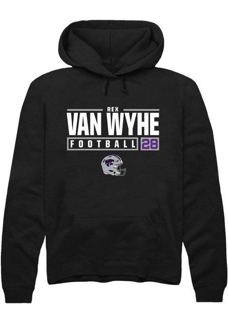 Rex Van Wyhe Rally Mens Black K-State Wildcats NIL Stacked Box Hooded Sweatshirt