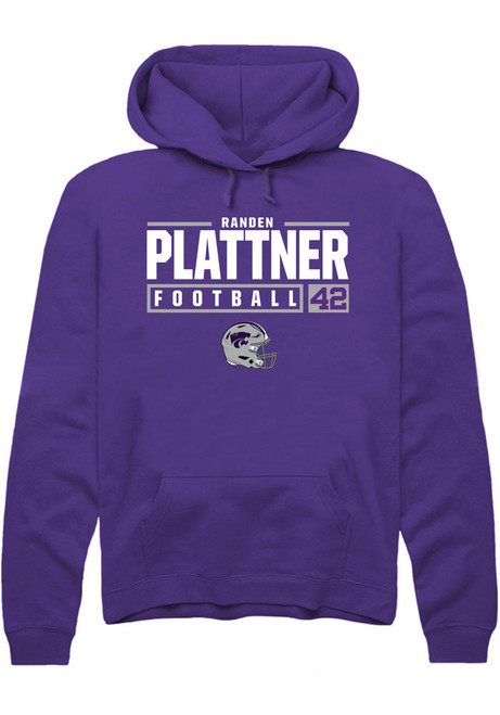 Randen Plattner Rally Mens Purple K-State Wildcats NIL Stacked Box Hooded Sweatshirt