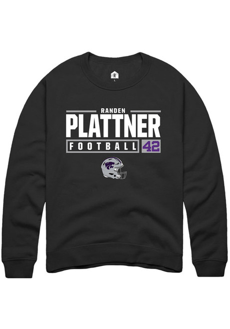 Randen Plattner Rally Mens Black K-State Wildcats NIL Stacked Box Crew Sweatshirt