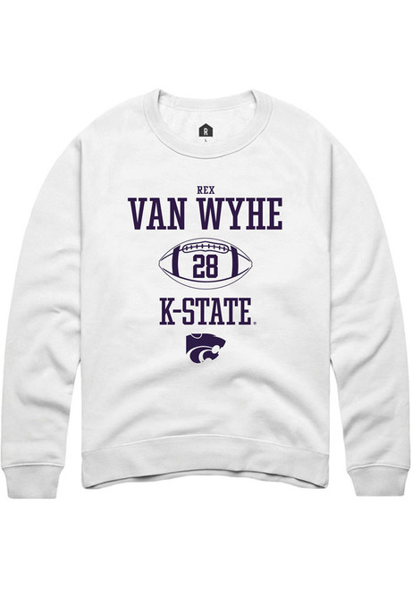 Rex Van Wyhe Rally Mens White K-State Wildcats NIL Sport Icon Crew Sweatshirt