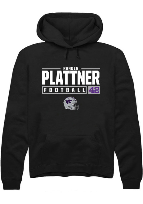 Randen Plattner Rally Mens Black K-State Wildcats NIL Stacked Box Hooded Sweatshirt