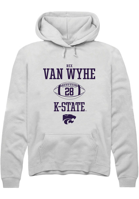 Rex Van Wyhe Rally Mens White K-State Wildcats NIL Sport Icon Hooded Sweatshirt