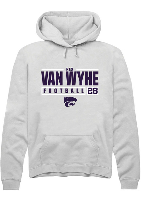 Rex Van Wyhe Rally Mens White K-State Wildcats NIL Stacked Box Hooded Sweatshirt