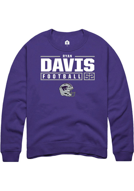 Ryan Davis Rally Mens Purple K-State Wildcats NIL Stacked Box Crew Sweatshirt
