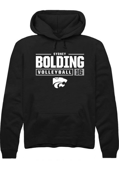 Sydney Bolding Rally Mens Black K-State Wildcats NIL Stacked Box Hooded Sweatshirt