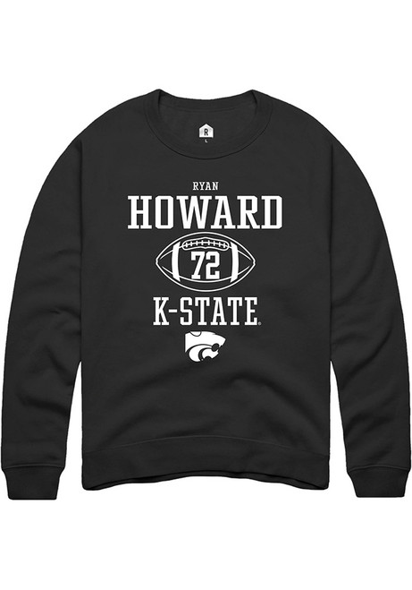 Ryan Howard Rally Mens Black K-State Wildcats NIL Sport Icon Crew Sweatshirt