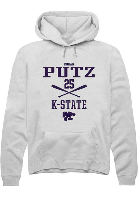 Rohan Putz Rally Mens White K-State Wildcats NIL Sport Icon Hooded Sweatshirt