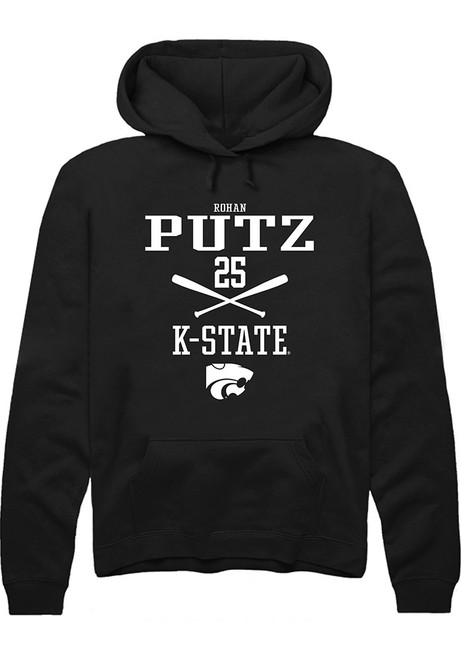 Rohan Putz Rally Mens Black K-State Wildcats NIL Sport Icon Hooded Sweatshirt