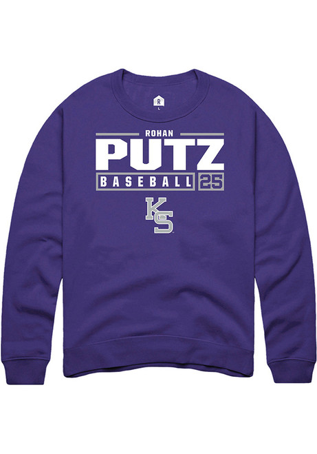 Rohan Putz Rally Mens Purple K-State Wildcats NIL Stacked Box Crew Sweatshirt