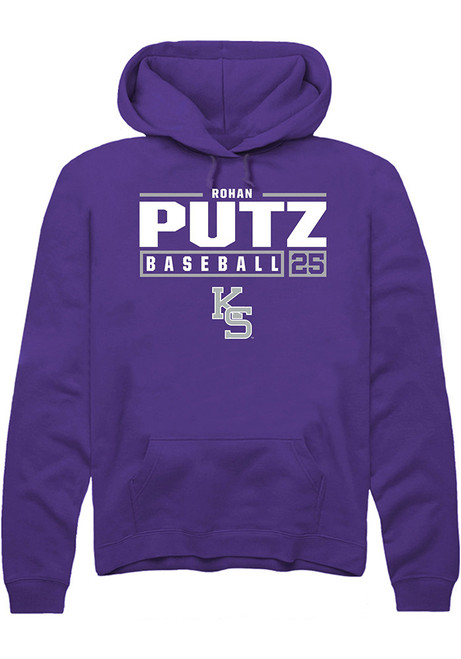 Rohan Putz Rally Mens Purple K-State Wildcats NIL Stacked Box Hooded Sweatshirt