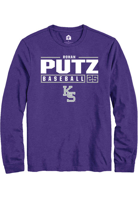 Rohan Putz Rally Mens Purple K-State Wildcats NIL Stacked Box Tee