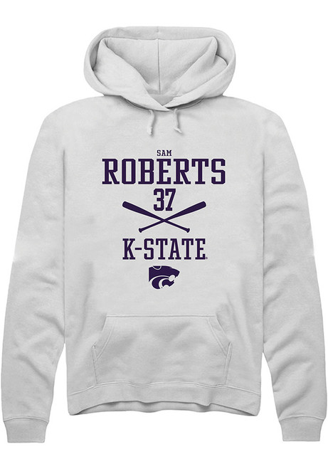 Sam Roberts Rally Mens White K-State Wildcats NIL Sport Icon Hooded Sweatshirt