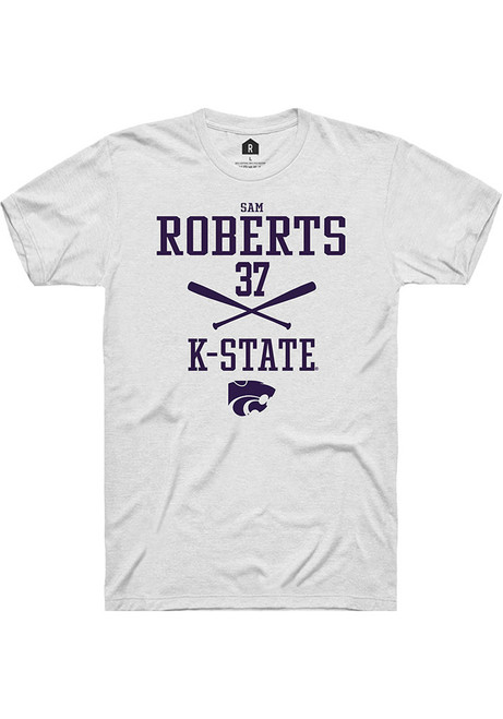 Sam Roberts White K-State Wildcats NIL Sport Icon Short Sleeve T Shirt