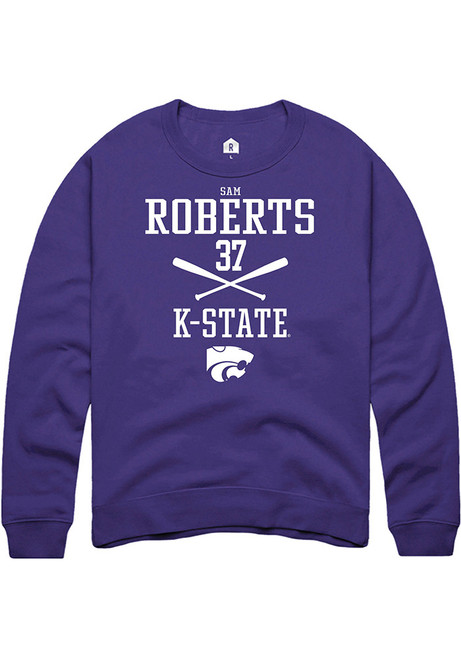 Sam Roberts Rally Mens Purple K-State Wildcats NIL Sport Icon Crew Sweatshirt