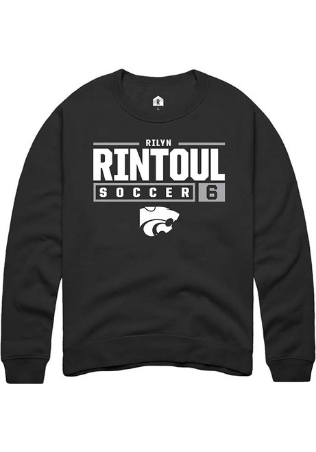 Rilyn Rintoul Rally Mens Black K-State Wildcats NIL Stacked Box Crew Sweatshirt