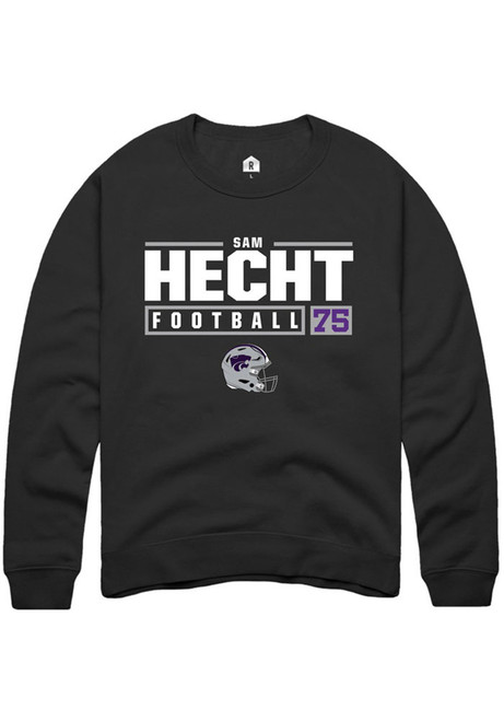 Sam Hecht Rally Mens Black K-State Wildcats NIL Stacked Box Crew Sweatshirt