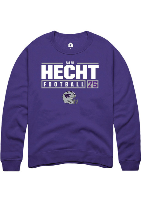 Sam Hecht Rally Mens Purple K-State Wildcats NIL Stacked Box Crew Sweatshirt