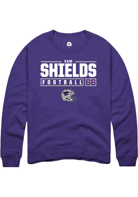 Sam Shields Rally Mens Purple K-State Wildcats NIL Stacked Box Crew Sweatshirt