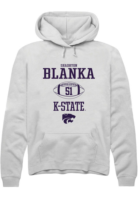 Shadryon Blanka Rally Mens White K-State Wildcats NIL Sport Icon Hooded Sweatshirt