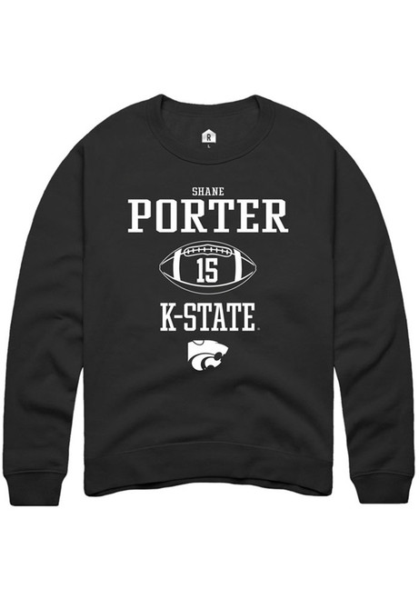 Shane Porter Rally Mens Black K-State Wildcats NIL Sport Icon Crew Sweatshirt