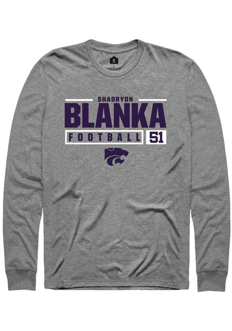 Shadryon Blanka Rally Mens Graphite K-State Wildcats NIL Stacked Box Tee