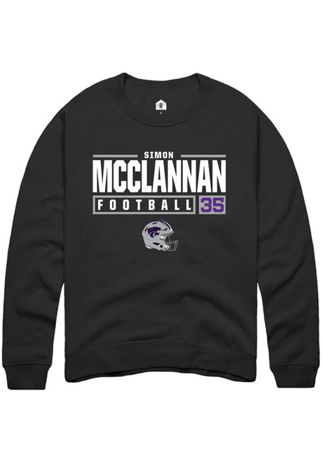 Simon McClannan Rally Mens Black K-State Wildcats NIL Stacked Box Crew Sweatshirt
