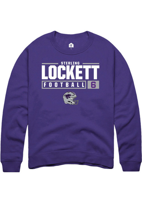 Sterling Lockett Rally Mens Purple K-State Wildcats NIL Stacked Box Crew Sweatshirt