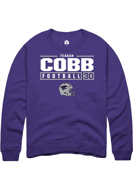 Teagan Cobb Rally Mens Purple K-State Wildcats NIL Stacked Box Crew Sweatshirt
