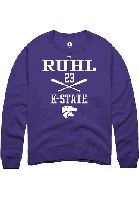 Ty Ruhl Rally Mens Purple K-State Wildcats NIL Sport Icon Crew Sweatshirt