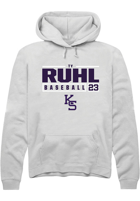 Ty Ruhl Rally Mens White K-State Wildcats NIL Stacked Box Hooded Sweatshirt