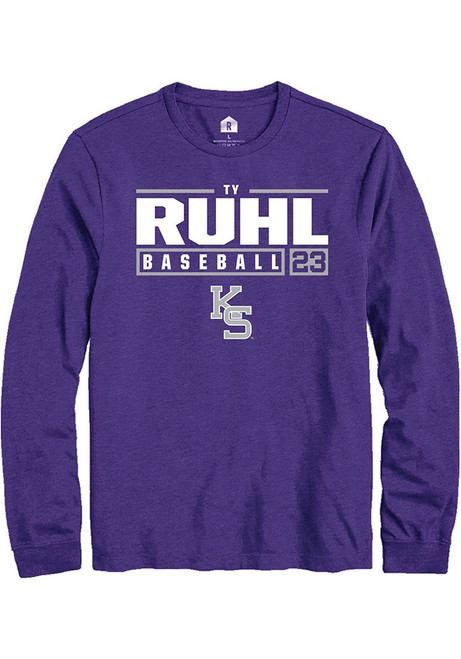 Ty Ruhl Rally Mens Purple K-State Wildcats NIL Stacked Box Tee