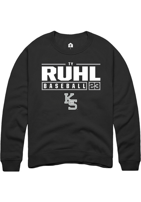 Ty Ruhl Rally Mens Black K-State Wildcats NIL Stacked Box Crew Sweatshirt